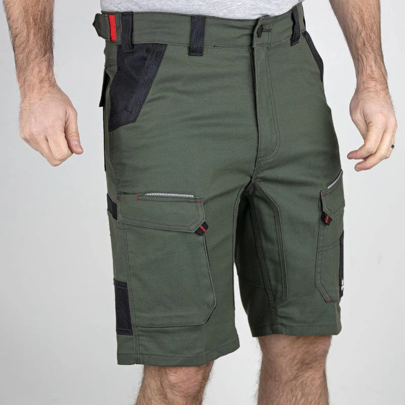 Bermuda de Travail Homme Multipoches Stretch Kaki / Noir Graben - LMA - Image 4