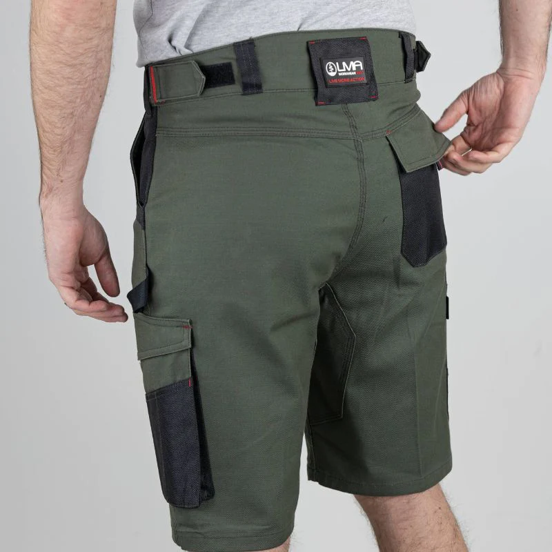 Bermuda de Travail Homme Multipoches Stretch Kaki / Noir Graben - LMA - Image 5