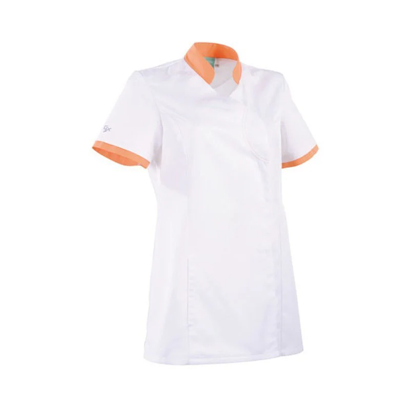 Blouse Médicale Femme Lin Cintrée Blanc et Bleu - LAFONT SANTE - Image 2