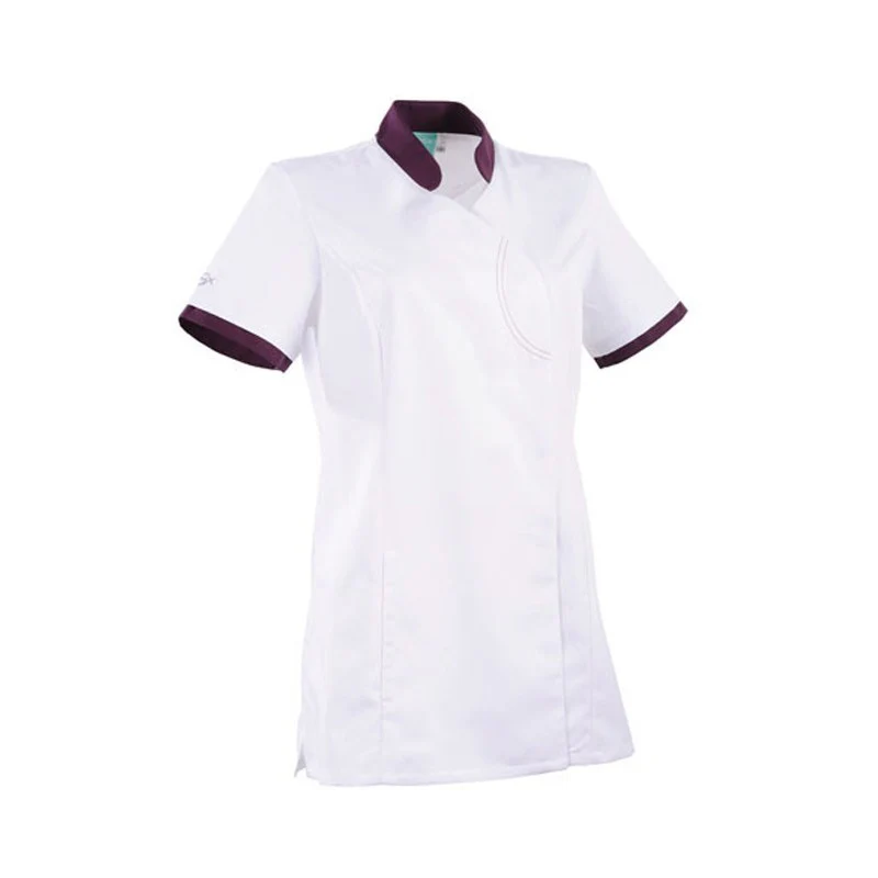Blouse Médicale Femme Lin Cintrée Blanc et Bleu - LAFONT SANTE - Image 3