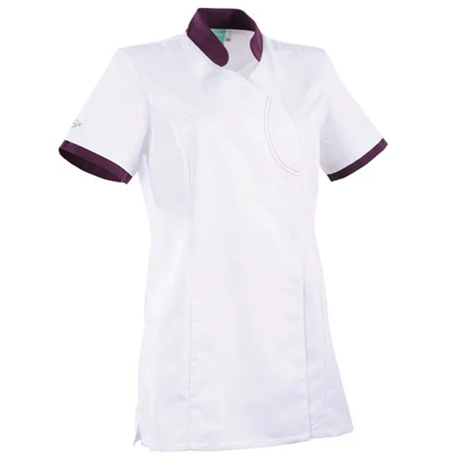 Blouse Médicale Femme Lin Blanc et Prune - LAFONT SANTE