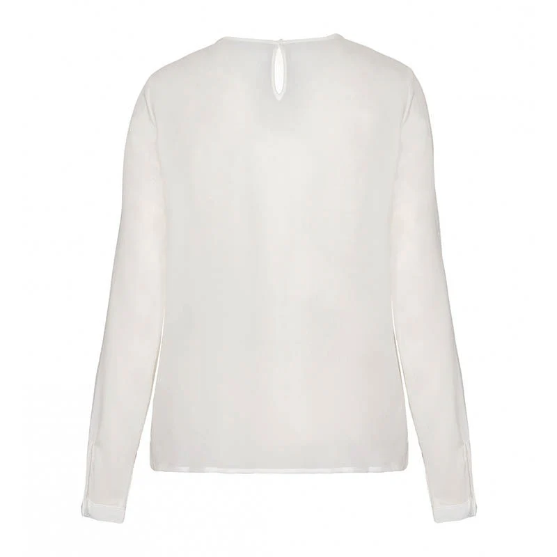 Chemise de Service Femme Crêpe Blanche Manches Longues - KARIBAN - Image 8