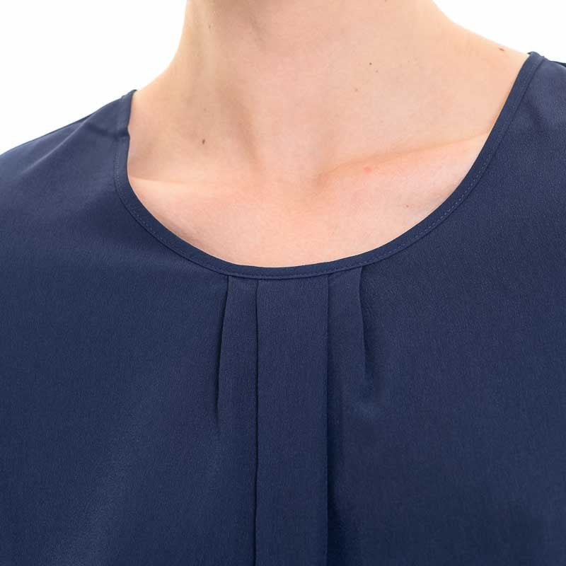 Chemise de Service Crêpe Femme Bleu Manches Longues - KARIBAN - Image 6