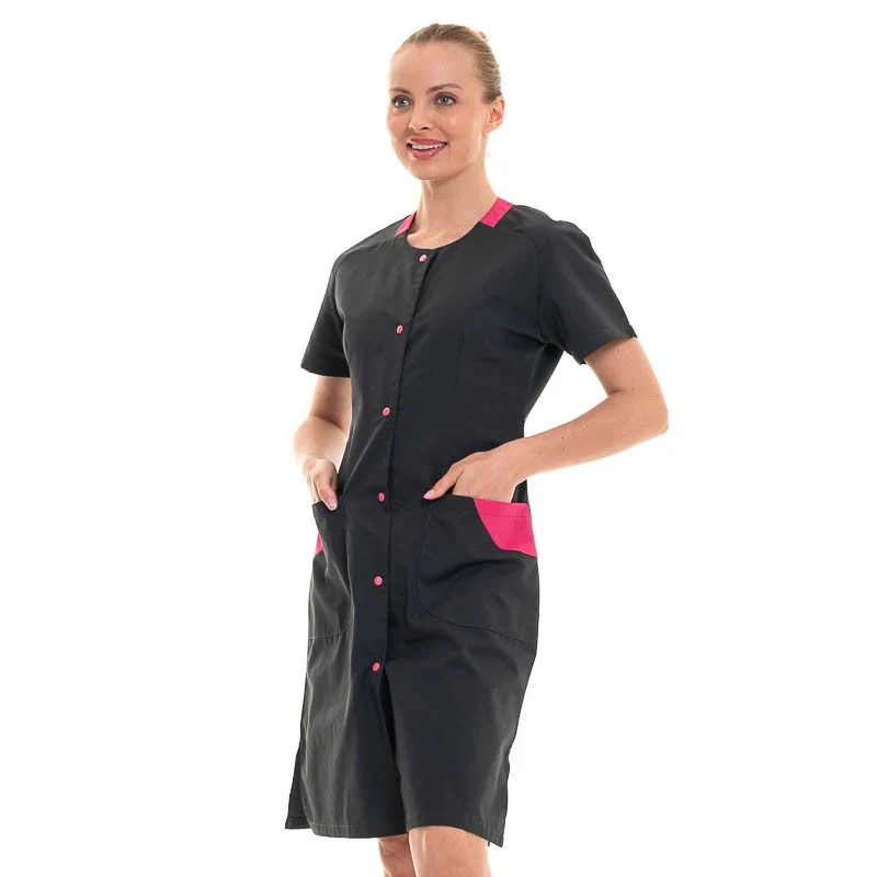 Blouse de Travail Femme Manches Courtes Charbon et Framboise Modèle Roxane - HASSON BY MOLINEL - Image 3