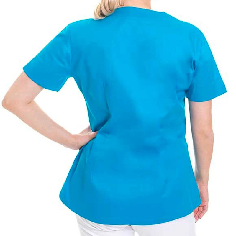 Blouse Esthéticienne Femme Manches Courtes Bleu Azur - OURY - Image 4