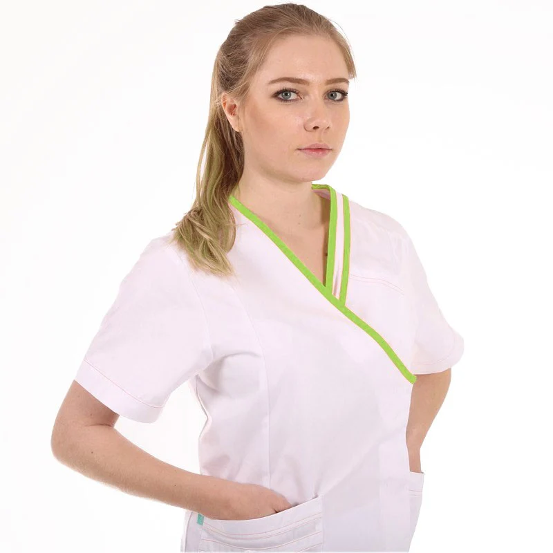 Tunique Médicale Femme Blanche avec Liseré Orange - LAFONT SANTÉ - Image 5