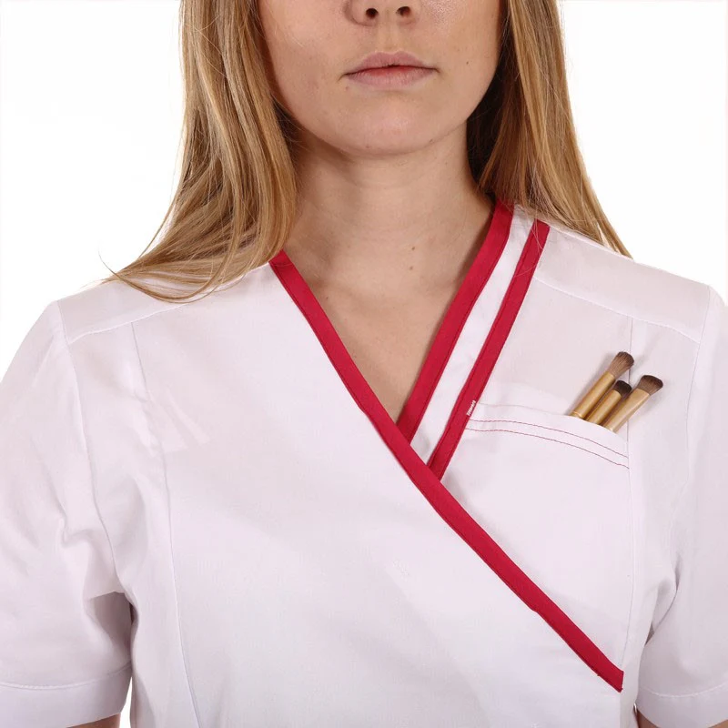 Tunique Médicale Femme Blanche avec Liseré Orange - LAFONT SANTÉ - Image 6