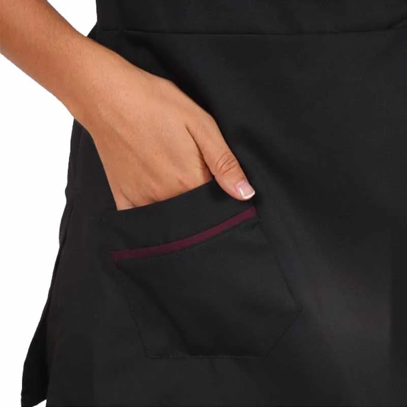 Blouse Esthéticienne Femme Noir et Prune Col Cache-Cœur - MANELLI - Image 3