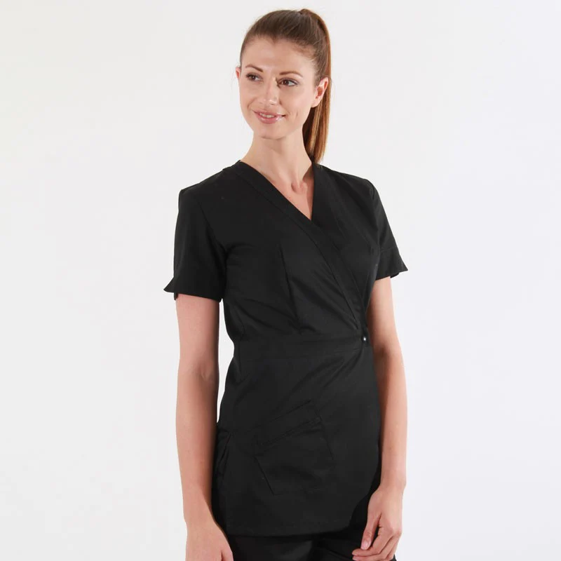 Blouse Esthéticienne Femme Coupe Courte avec Fermeture Croisée - MANELLI - Image 4