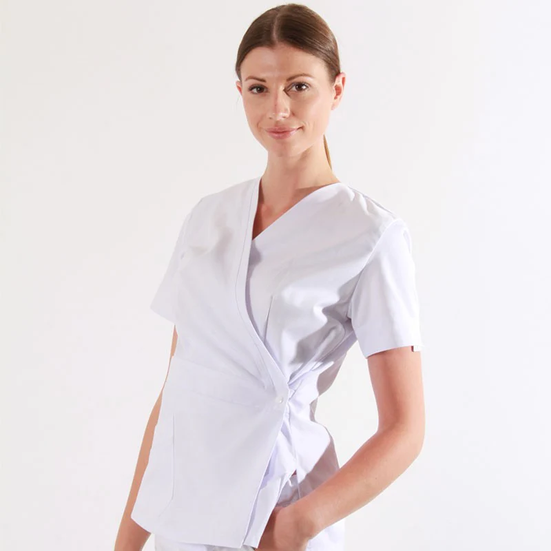 Blouse Esthéticienne Femme Coupe Courte avec Fermeture Croisée - MANELLI - Image 5