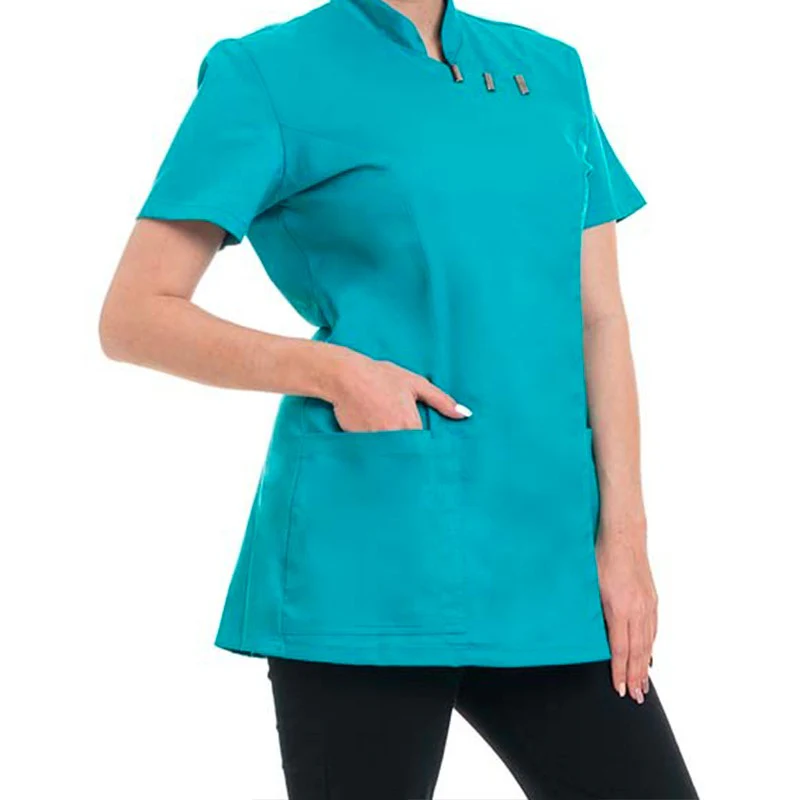 Blouse Esthéticienne Femme Modèle Eva Vert Pétrole - OURY - Image 2