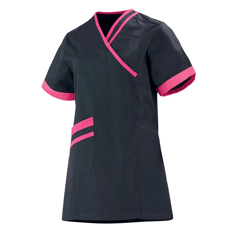Blouse Médicale Femme Gris Charcoal et Orange Manches Courtes Modèle Lilee - LAFONT SANTÉ - Image 5