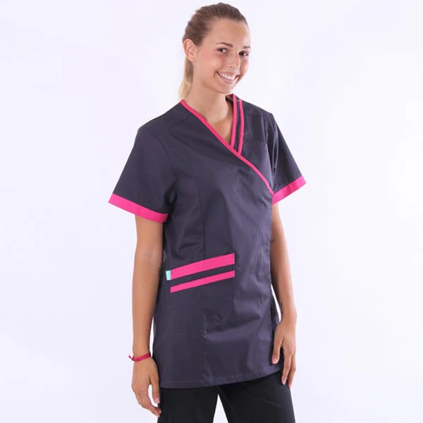 Blouse Médicale Manches Courtes Femme Lilee Gris Charcoal et Rose - LAFONT SANTÉ - Image 10