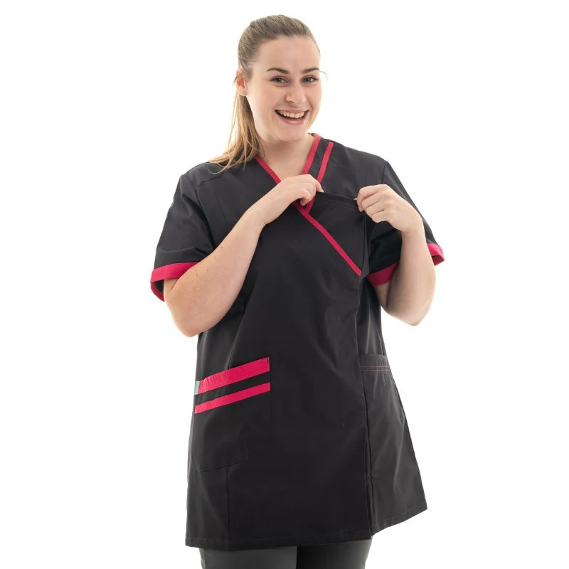 Blouse Médicale Manches Courtes Femme Lilee Gris Charcoal et Rose - LAFONT SANTÉ - Image 7