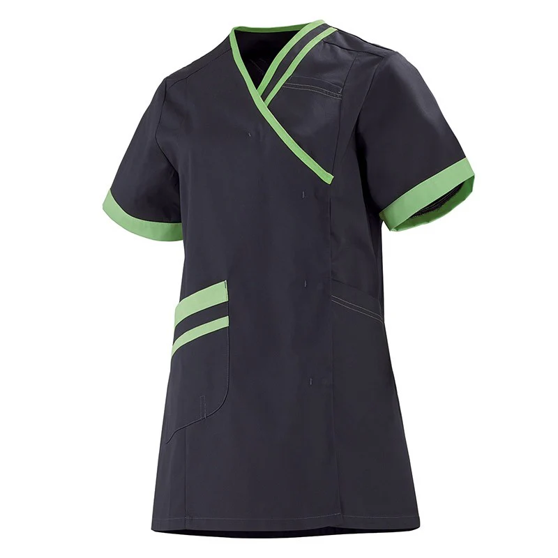 Blouse Médicale Manches Courtes Femme Lilee Gris Charcoal et Rose - LAFONT SANTÉ - Image 9