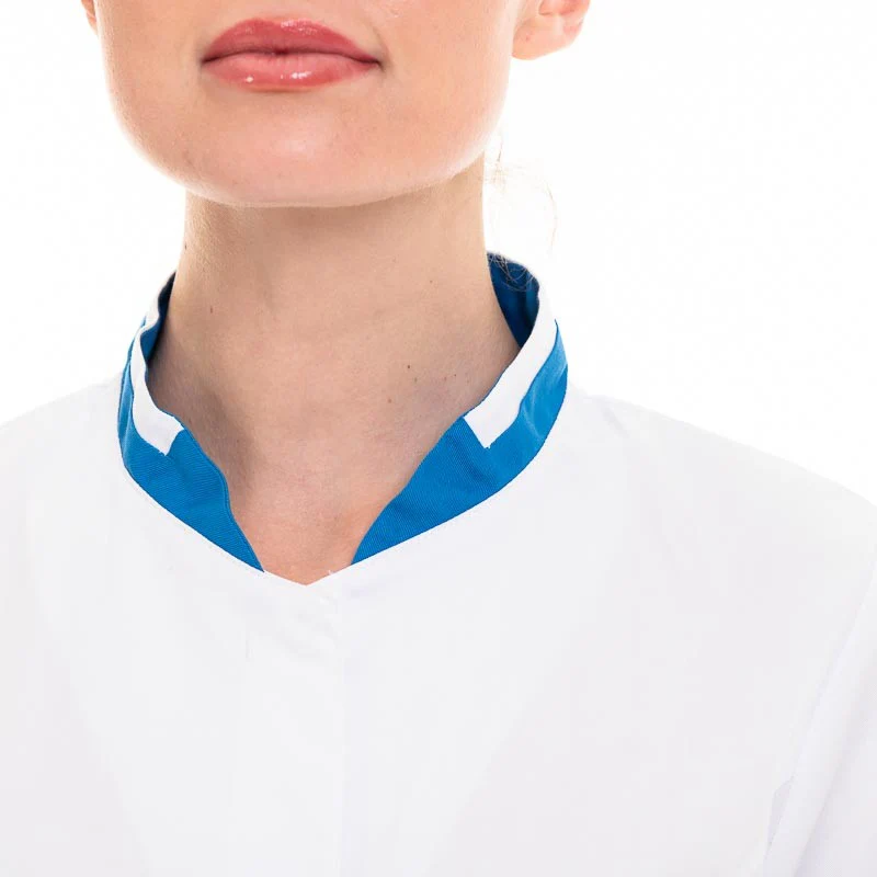 Blouse Esthétique Longue Femme Blanc et Bleu Modèle Angelina - HASSON BY MOLINEL - Image 7