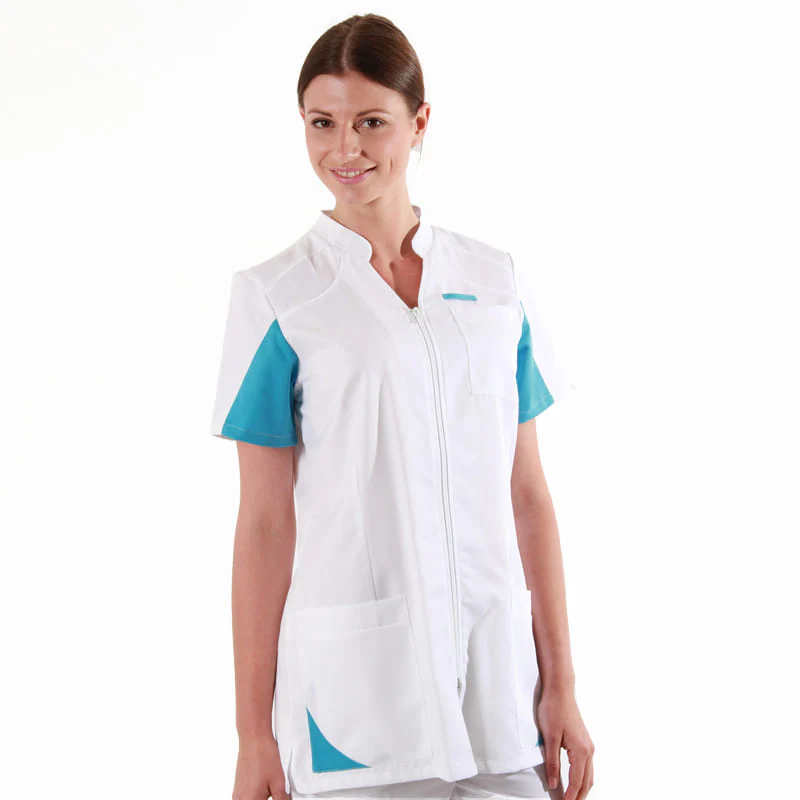 Blouse Médicale Femme San Blanc et Bleu Ciel - LAFONT SANTÉ