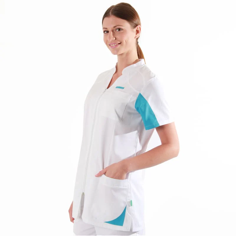 Blouse Médicale Femme Blanc et Rose - LAFONT SANTÉ - Image 3