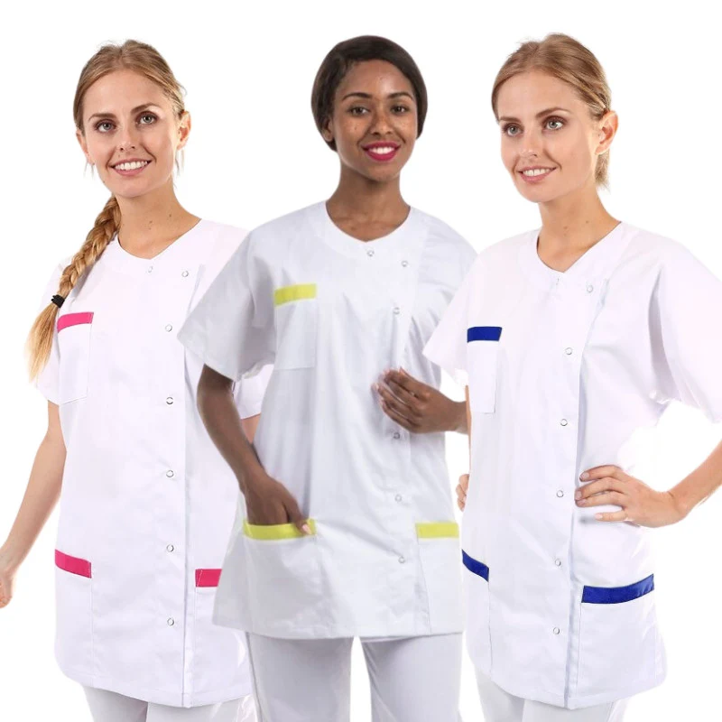 Blouse Médicale Femme Manches Courtes Coupe Asymétrique - MANELLI