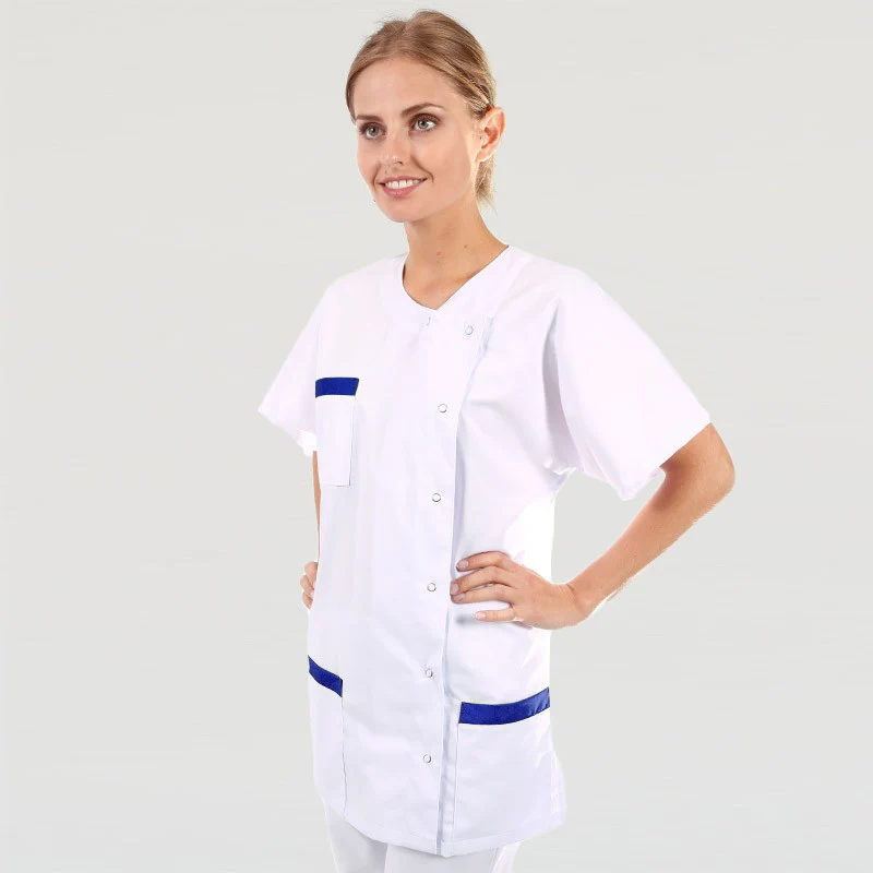 Blouse Médicale Femme Manches Courtes Coupe Asymétrique - MANELLI - Image 4