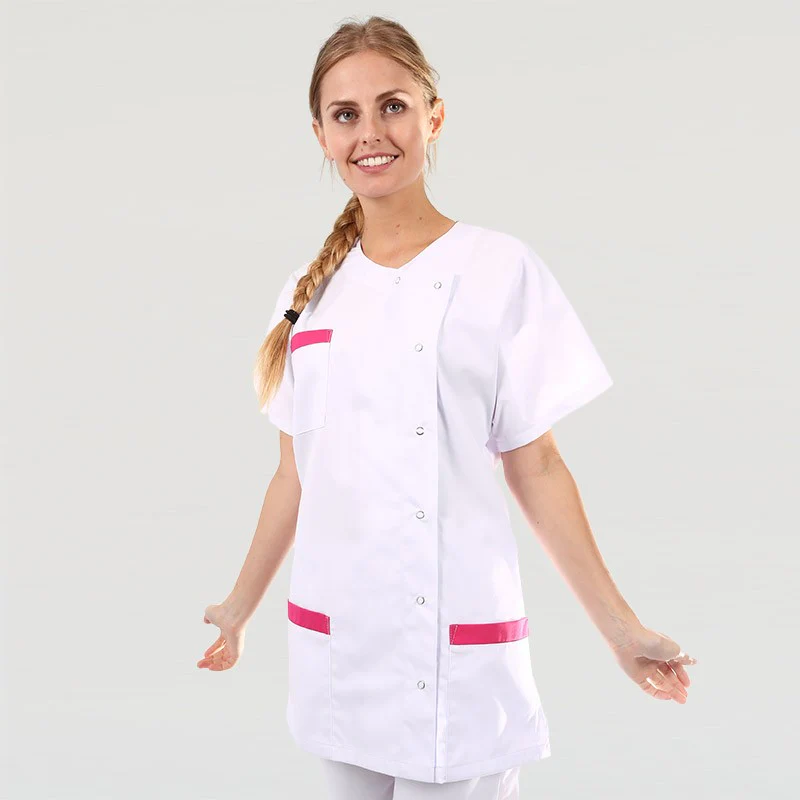 Blouse Médicale Femme Manches Courtes Coupe Asymétrique - MANELLI - Image 5