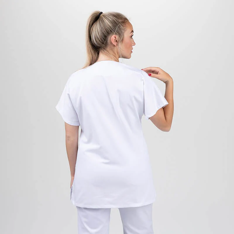 Blouse Médicale BIO/ECO Blanche Asymétrique Lavable à 60° - MANELLI - Image 4