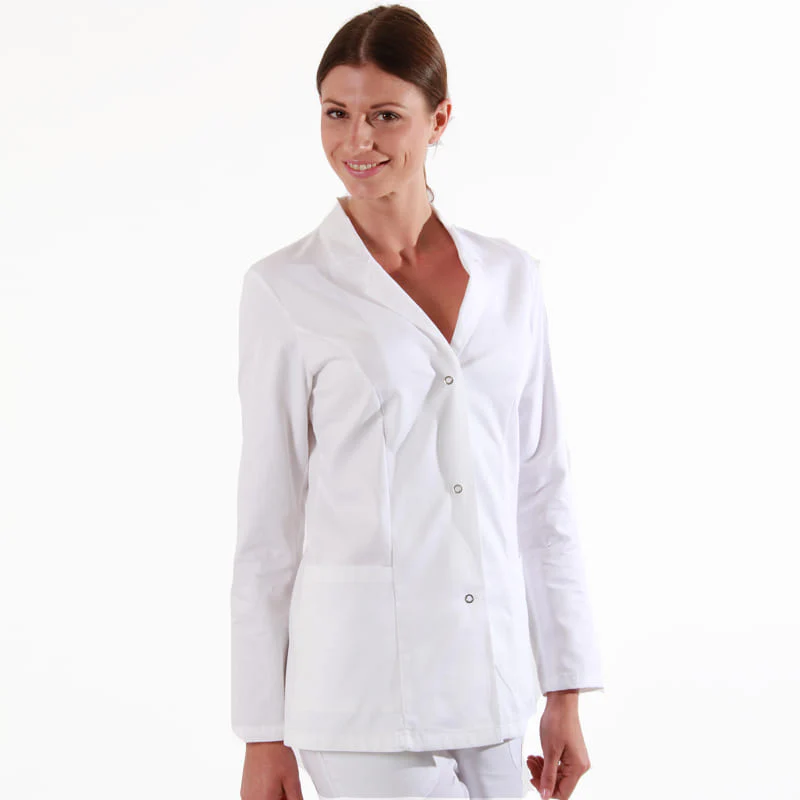 Blouse Médicale Blanche 100% Coton Manches Courtes - EGOCHEF - Image 2
