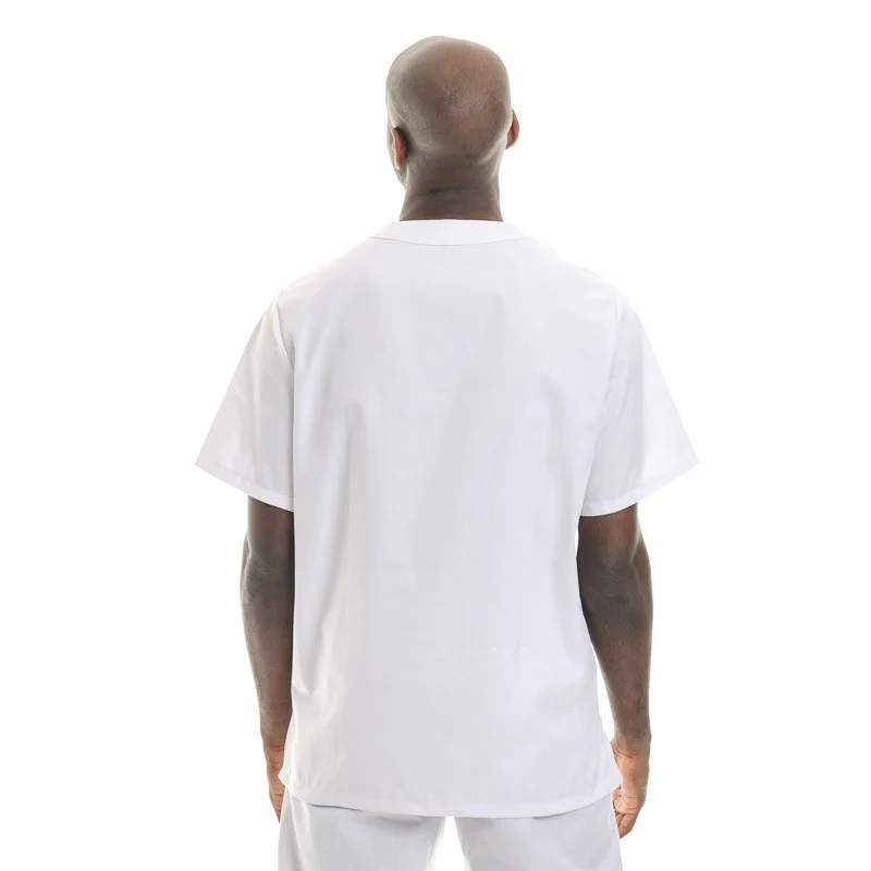 Blouse Médicale Unisexe Manches Courtes Blanc et Bleu Ciel - MANELLI - Image 3