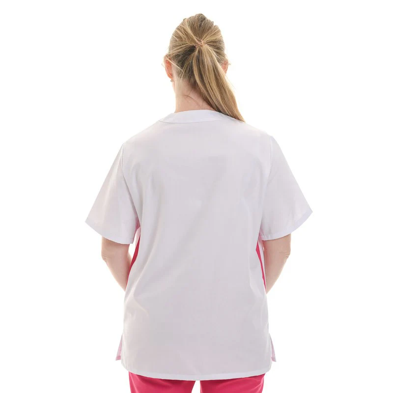 Tunique Médicale Blanche et Rose Lavable à 60° - MANELLI - Image 3