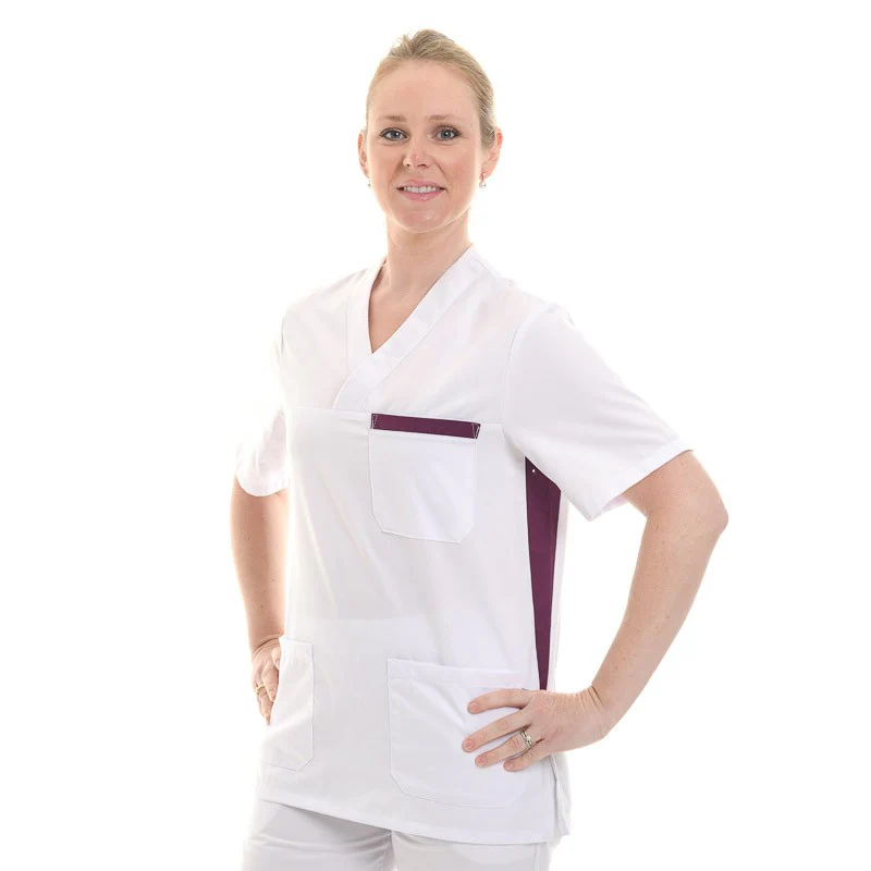 Tunique Médicale Blanche et Rose Lavable à 60° - MANELLI - Image 4
