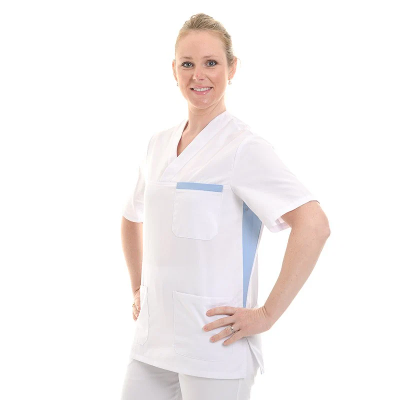 Tunique Médicale Blanche et Rose Lavable à 60° - MANELLI - Image 5