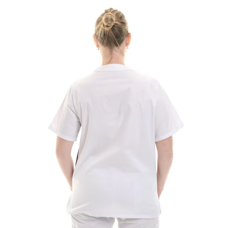 Blouse Médicale Femme Blanc avec Détails Prune - MANELLI - Image 2