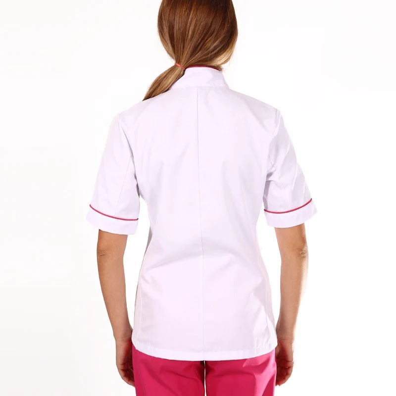 Blouse Médicale Femme Manches Courtes Blanche et Rose Modèle Johana - MANELLI - Image 3