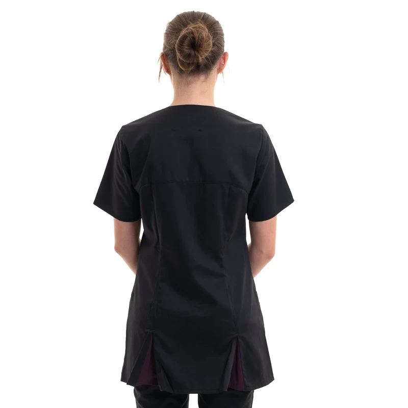 Blouse Médicale Femme Lisa Noir et Prune - ROBUR - Image 3
