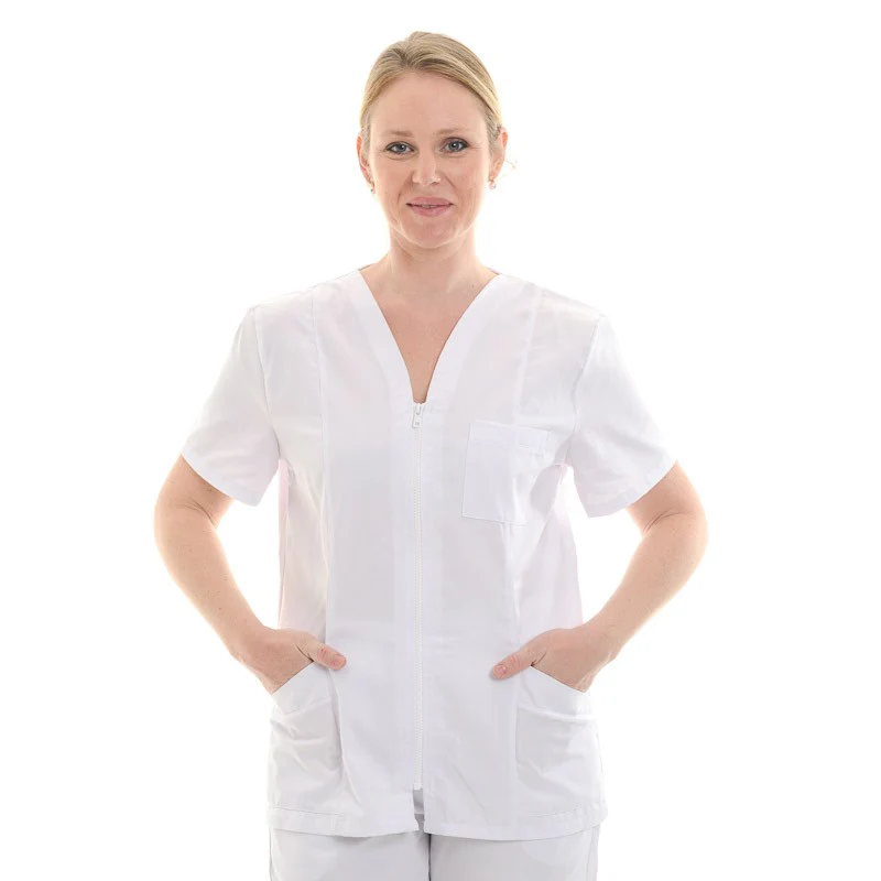 Blouse Médicale Femme Manches Courtes Fermeture Eclair Colorée - MANELLI - Image 11