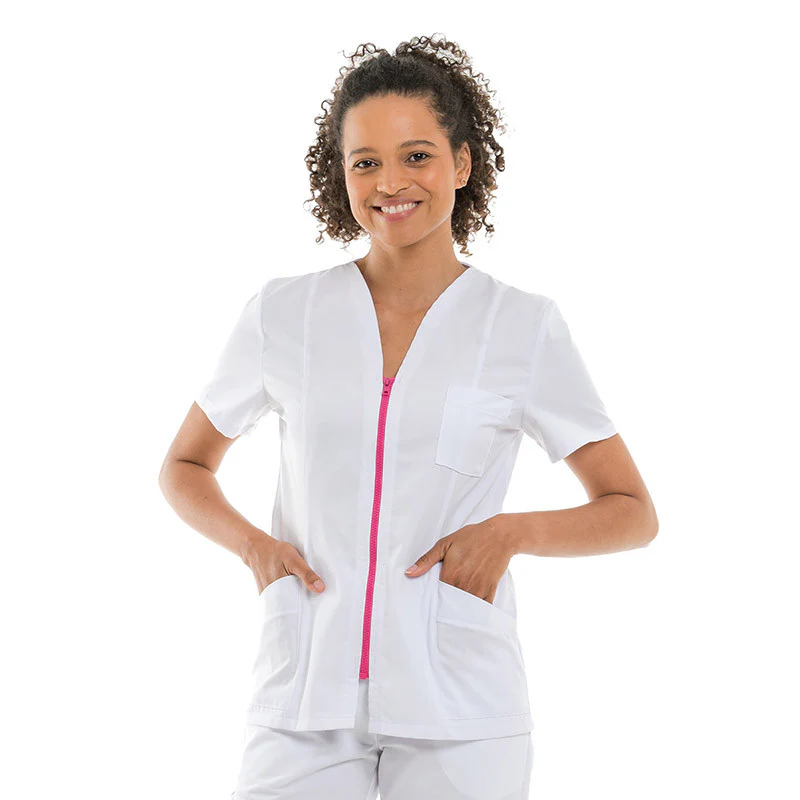 Blouse Médicale Femme Manches Courtes Fermeture Eclair Colorée - MANELLI - Image 3