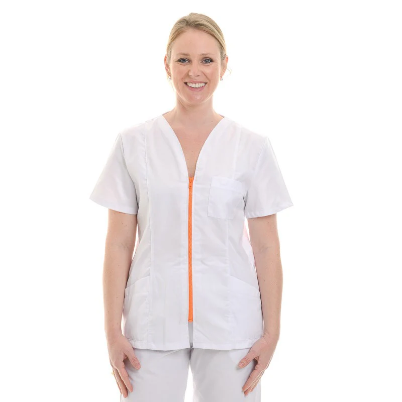 Blouse Médicale Femme Manches Courtes Fermeture Eclair Colorée - MANELLI - Image 5