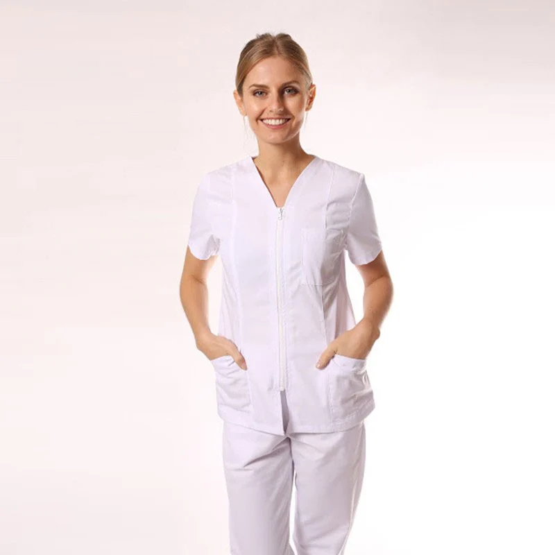 Blouse Médicale Femme Manches Courtes Fermeture Eclair Colorée - MANELLI - Image 8