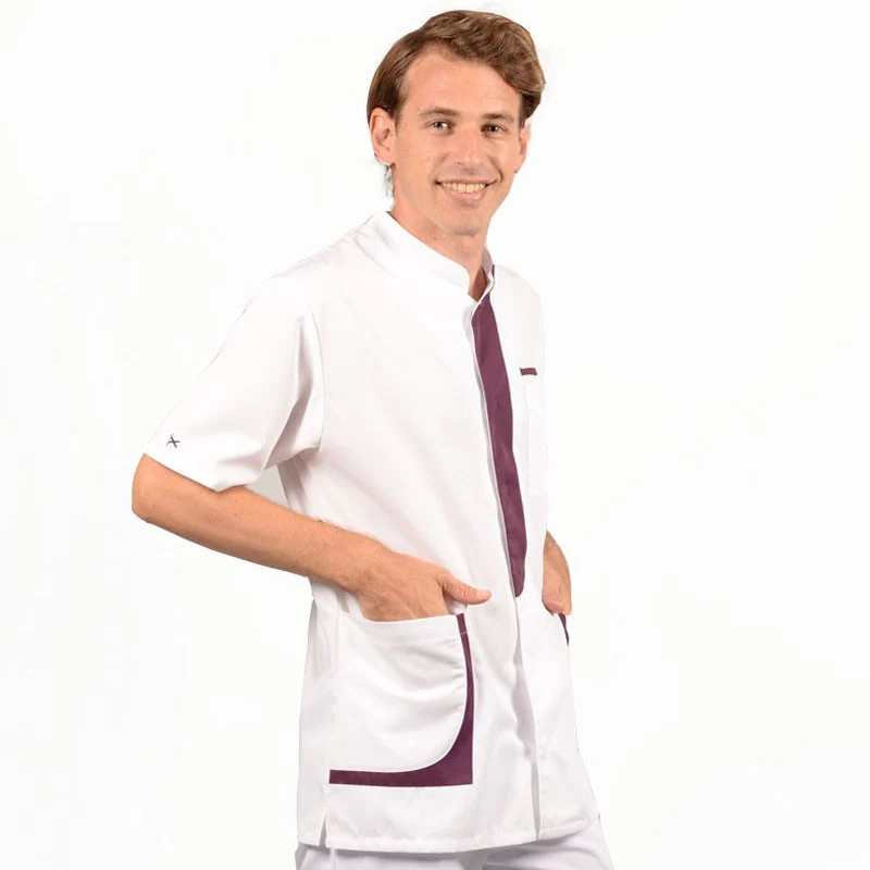 Blouse Médicale Homme Blanc et Prune - LAFONT SANTÉ - Image 3