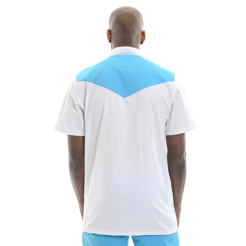 Blouse Médicale Homme Manches Courtes Blanc et Bleu Turquoise - MANELLI - Image 3