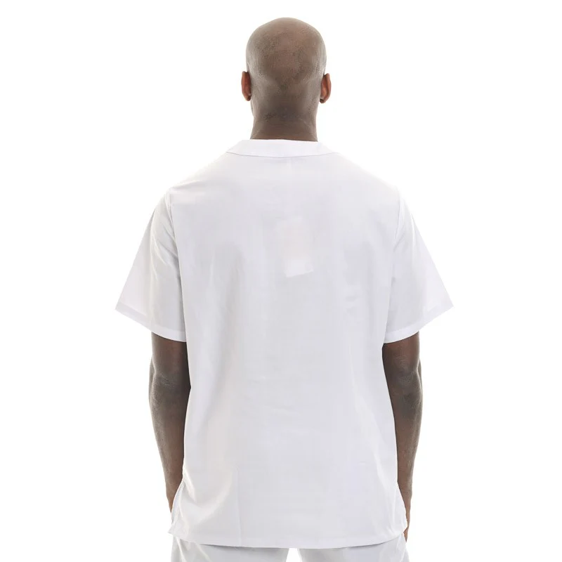 Blouse Médicale Homme Manches Courtes Blanc et Prune - MANELLI - Image 3