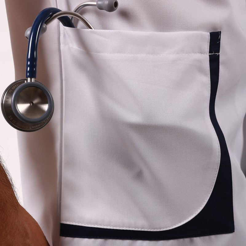 Blouse Médicale Homme Blanc et Bleu Marine - LAFONT SANTÉ - Image 6