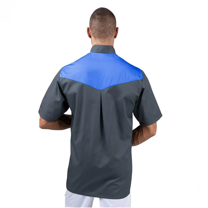 Blouse Médicale Homme Manches Courtes Base Gris Détails Colorés - MANELLI - Image 4