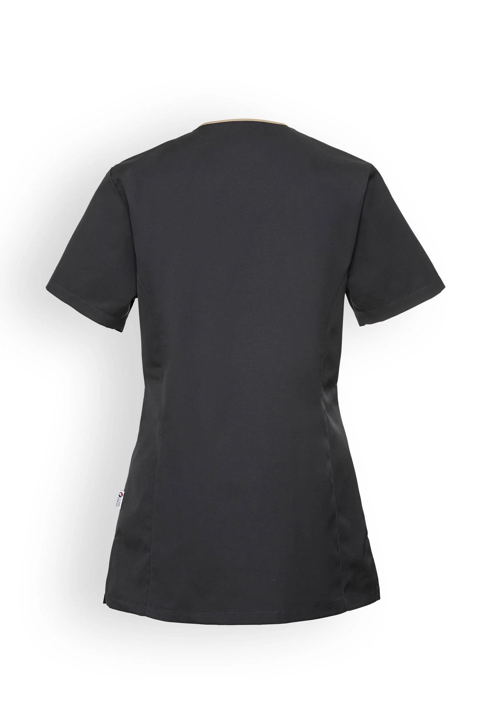 Blouse Médicale Femme Manches Courtes Gris Anthracite Liseré Beige - CLINIC DRESS - Image 3