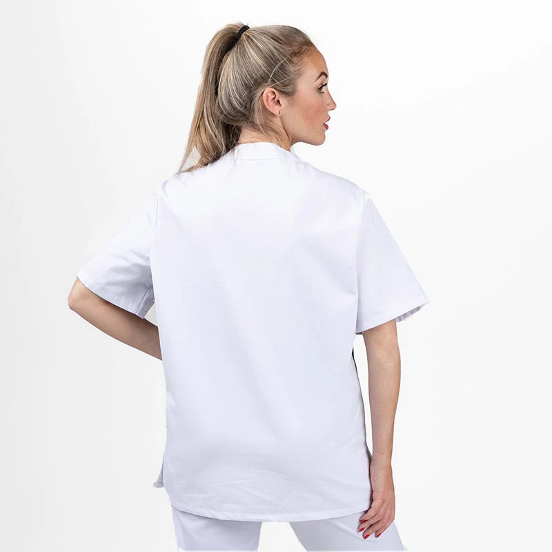 Blouse Médicale Mixte Blanche et Bleu Ciel - MANELLI - Image 3
