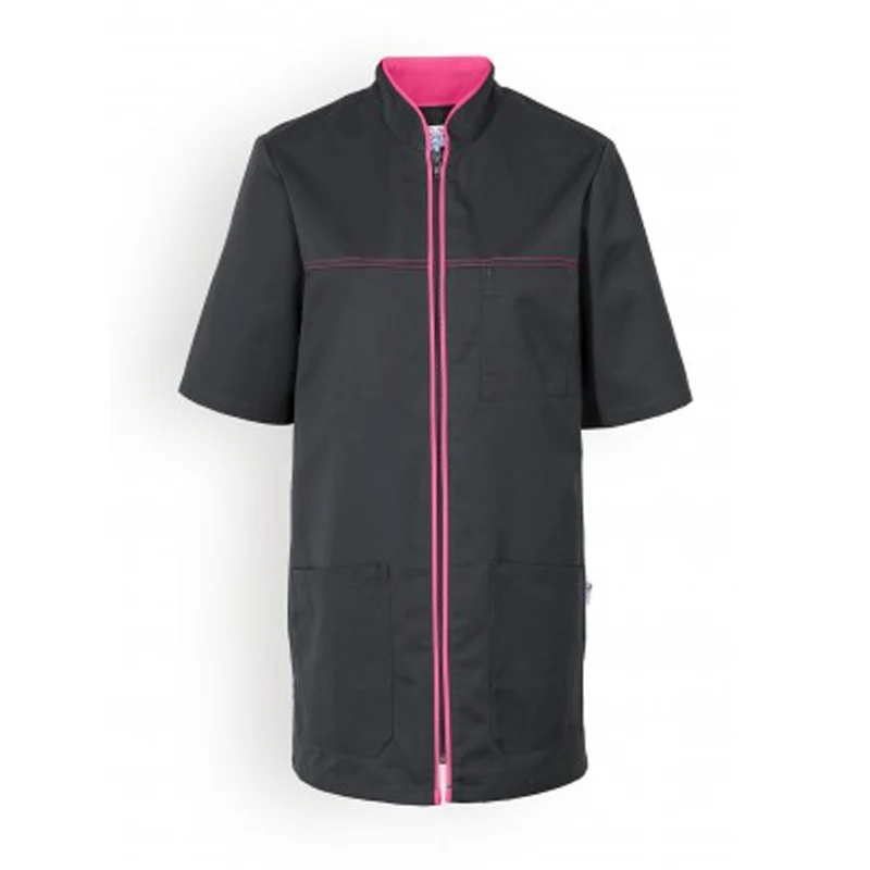 Blouse Médicale Unisexe Gris Foncé avec Liseré Coloré - CLINIC DRESS - Image 4