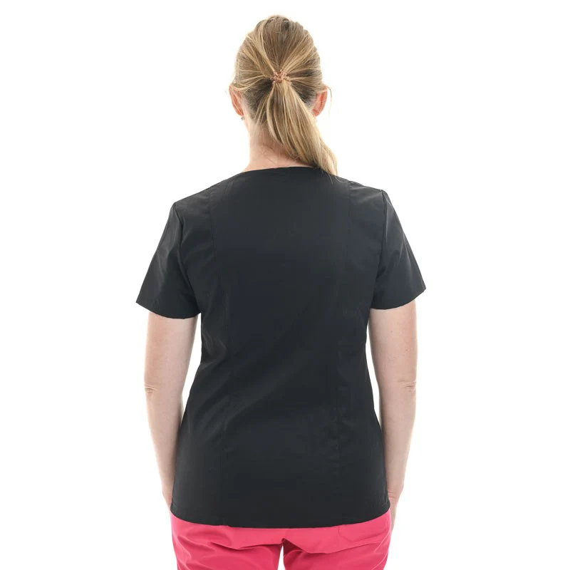 Blouse Médicale Femme Manches Courtes Noire avec Détails Colorés - MANELLI - Image 3