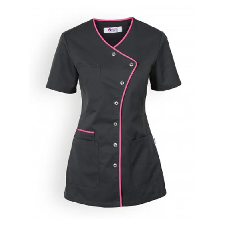 Blouse Médicale Femme Manches Courtes Liseré Bleu - CLINIC DRESS - Image 5