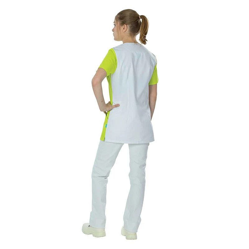 Tunique Médicale Femme Manches Courtes Mat Anis et Blanc - LAFONT SANTE - Image 7
