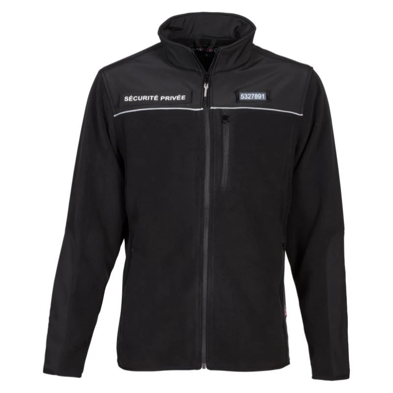 Blouson Polaire Sécurité Privée Mixte Patch Rétro Réfléchissant Noir – CITYGUARD - Image 2